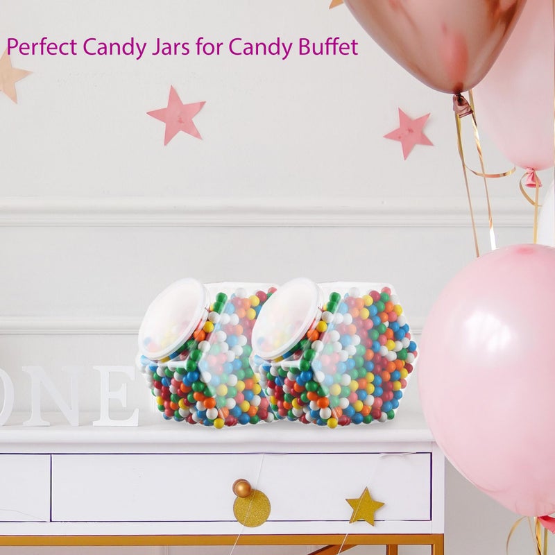 DilaBee 2-Pack Plastic Cookie Jar - 1 Gallon Hexagon Candy Jars with Lids for Candy Buffet, Kitchen & Office - Clear Jars with Lids for Cookies, Candies & Dry Food - Plastic Jar with Labels - BPA-Free - Image 5